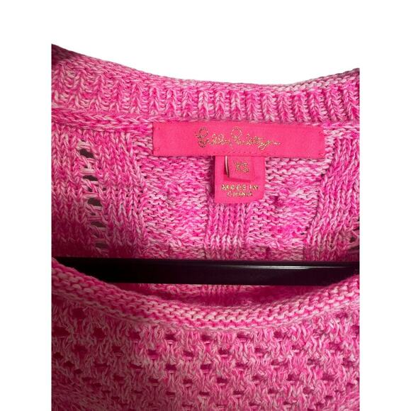 Lilly Pulitzer Maxcy Mix Stitched Cable Sweater Crochet Pullover Pink Size XS - Picture 8 of 11